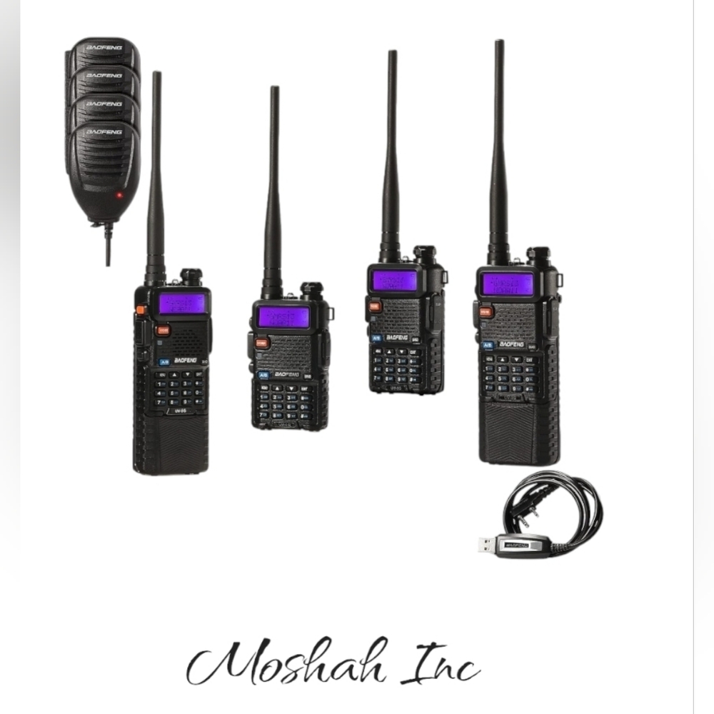 4 Pack BAOFENG UV-5X (UV-5G) GMRS Radio, Long Range Walkie Talkies with 2 Pcs